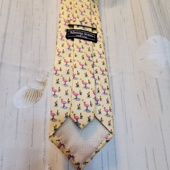 MEETING STREET MENS PINK FLAMINGO NECK TIE - Picture 2 of 3